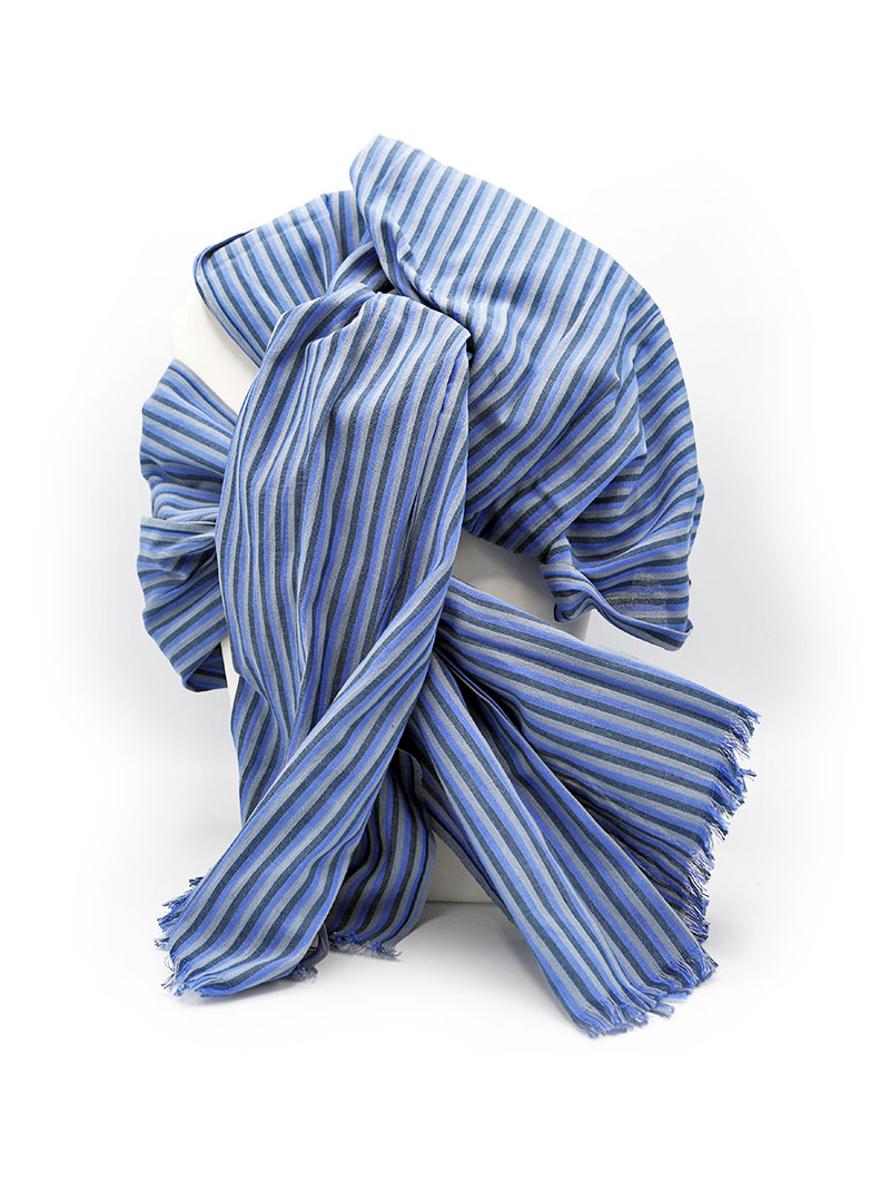 Scarf- Strips Blue - Cotton - Test